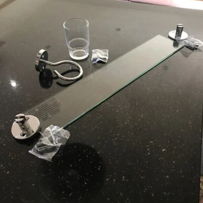 £12 • Buy Chrome Toothbrush Holder With Glass Tumbler & Chrome & Glass Shelf (50m)