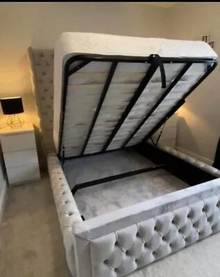 £380.78 • Buy Storage Ottoman Gas Lift Plush Velvet Fabric New Fashion Bed Frame On Sale Now