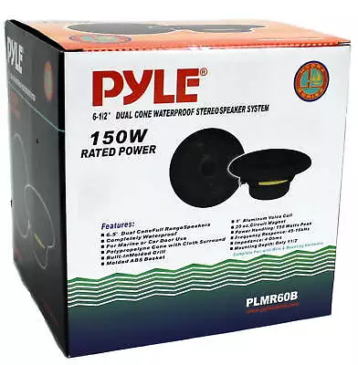 PYLE 150W Marine/Boat 6.5  Dual Cone Waterproof Speakers PAIR PLMR60B NEW • $31.50