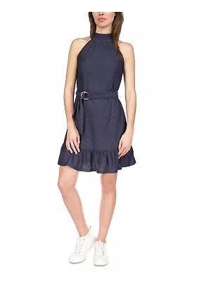 MICHAEL MICHAEL KORS Womens Navy Belted Back Hem Lined Sleeveless Short Dress L • $16.99