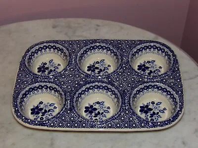 Polish Pottery Muffin Pan! UNIKAT Signature Rembrandt In Blue Pattern! • $174.99