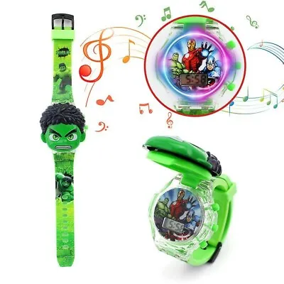 Hulk Kids Childrens Flashing Light Up 3D Glow Digital Musical Great Gift Watch • £23.50