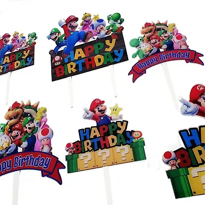Super Mario Happy Birthday Cake Toppers Acrylic Party Decorations  • $11.50