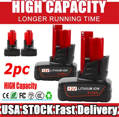 2X For Milwaukee For M12 12V Lithium 9.0Ah 8.0Ah 6.0Ah Extended Capacity Battery • $43.79