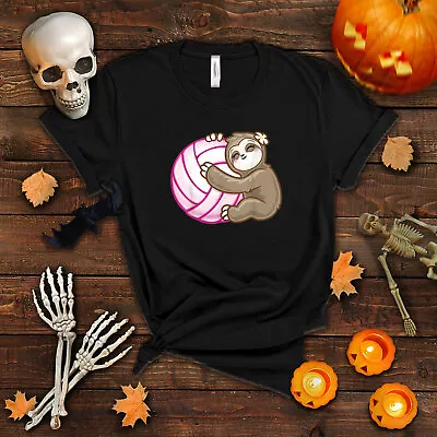 Sloth Hug Pink Ball Girls Volleyball Lover Fan Sports Player T-Shirt • $15.99