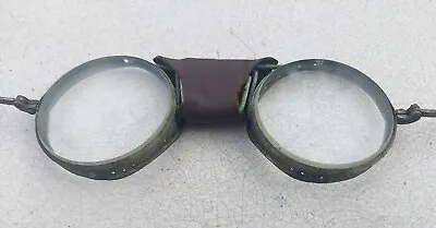 Vtg Willson Safety Motorcycle Glasses With Leather Nose Copper Frames Steampunk • $24.95