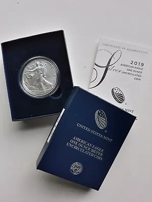 2019-W 1 Oz American Silver Eagle Uncirculated  Burnished -OGP - Box & COA • $51.99