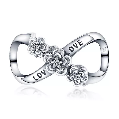 Genuine Sterling Silver 925 Love Forever Infinity Flower Rose Charm • £14.99