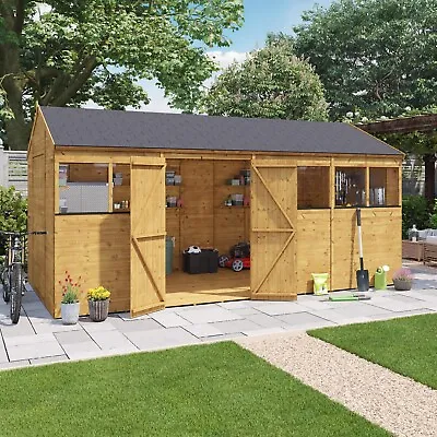 BillyOh Garden Wooden Shed Reverse Apex Roof 10x8 - 20x10ft T&G Expert Workshop • £1169