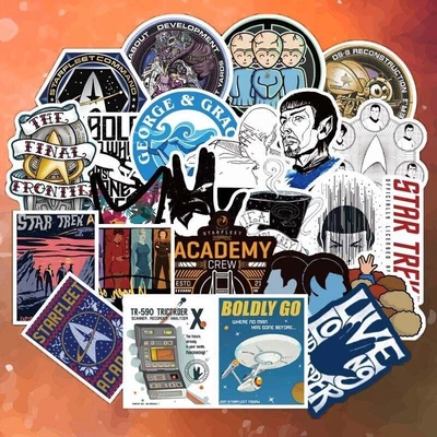 $6.50 • Buy STAR TREK Waterproof STICKERS [B] Starfleet Command BOLDLY GO Live Long Prosper