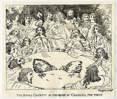 Antique Print-GENRE-COCKFIGHTING-CHARLES I-Dyck-ca. 1820 • £141