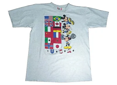 Vintage 90's Mickey Mouse Disney Olympics Single Stitch T-Shirt 1996 Size XL • $29.95