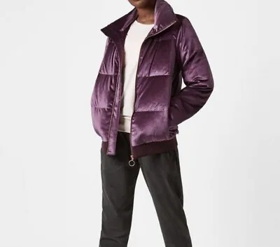 Sweaty Betty Jacket Size S Purple Velvet Padded Puffer Coat Gym Fitness Sport • £65