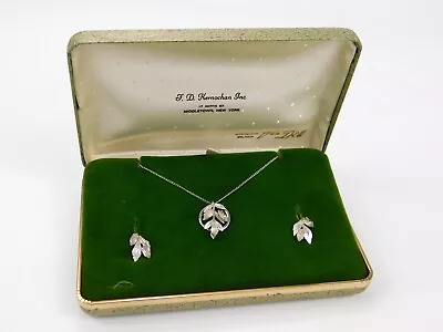 Vintage Van Dell Sterling Silver Clear Rhinestone Necklace & Screw Earrings Set • $39.99