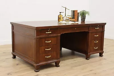 Traditional Antique Office Or Library Executive Desk Doten #36532 • $3750