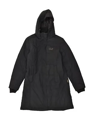 JACK WOLFSKIN Womens Hooded Padded Coat UK 16 Large Black Polyester AW64 • £31.90