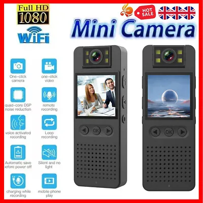 1080P HD WiFi Camcorder Mini Police Body Camera Video DVR IR Night 180° Motion • £30.99