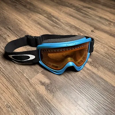 Vintage Oakley Ski Goggles Amber Lens Blue Frames Snowboard Motocross • $30