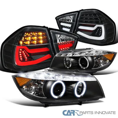 Fits 2006-2008 BMW E90 3-Series Black Projector Headlights LED Tail Brake Lights • $412.21