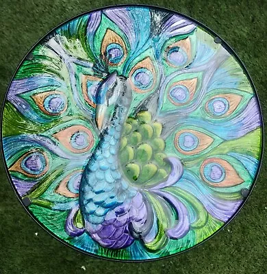 £15 • Buy Hand Painted Peacock Folding Glass Garden Table. BNIB