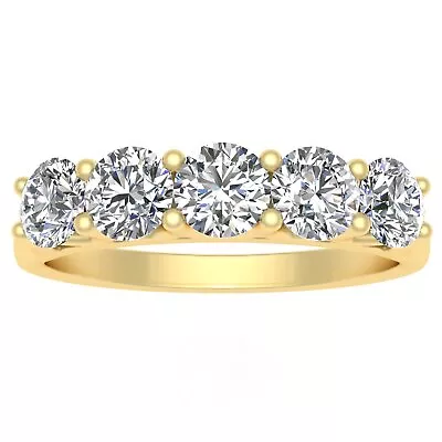 1.00ctw Diamond Five Stone Wedding Band In 14k Yellow Gold • £772.10