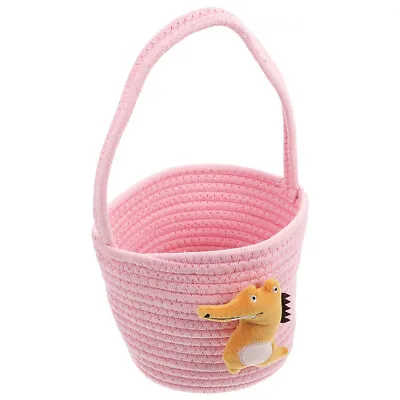 £14.22 • Buy Tall Wicker Basket With Lid Shelf Storage Organizer Cotton Rope Bucket