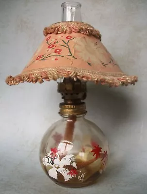 Vintage Small Glass Kerosene Oil Lamp With Original Lamp Shade • $19.99