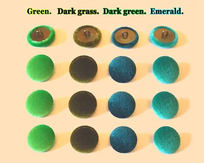 25mm. Velvet Fabric Covered 8 Buttons. Green. • £2.80