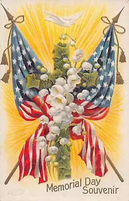 J79/ Patriotic Postcard C1910 Memorial Day American Flag Flowers 396 • $9.20