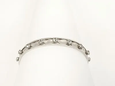 My Estate Jewelry Vtg KREMENTZ Genuine Rhinestone Floral Leaf Cuff Bracelet  • $0.99