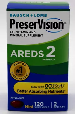 PreserVision Areds 2 Eye Vitamin And Mineral 120 Softgels Brand New - EXP 2025 • $18.95