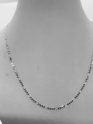 14K Solid White Gold 2.5mm Figaro Link Chain Necklace Women's Size 16 -24   • $334.99