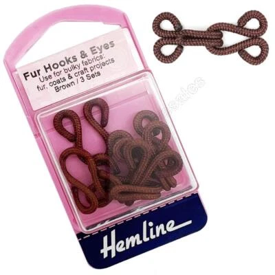£2.41 • Buy Fur Hook And Eye In Brown - 3 Sets