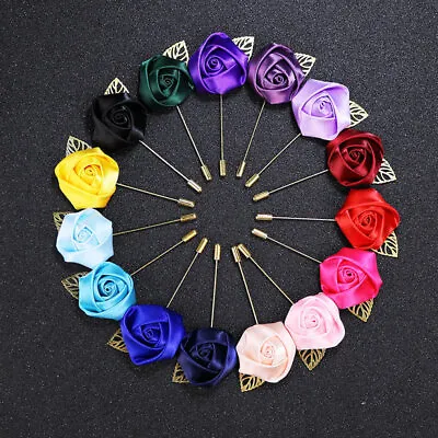 Mens Flower Lapel Pin Brooches Flower Brooch Fashion Wedding Corsage Boutonniere • £2.87