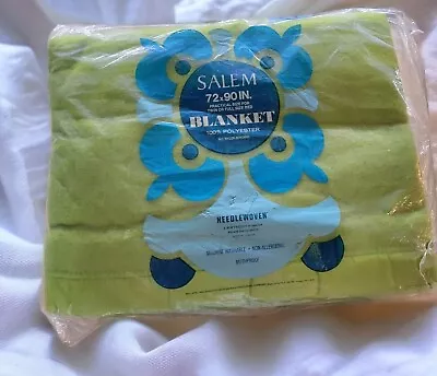 Vintage Bedding Blanket Silky Edging New In Package Green Made In USA 72x90  DBL • $53.19