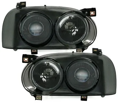 RARE Black Smoked GTI VR6 Front Head Ligts Pair For VW Golf III MK3 LHD And RHD • $240.21