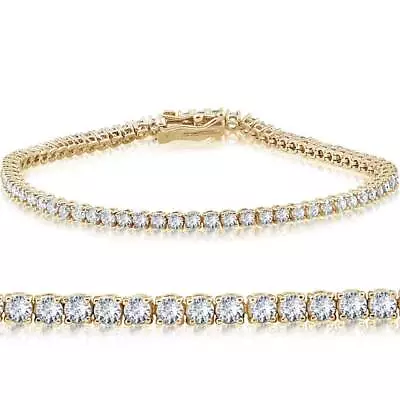 5 Carat TW Round Cut Lab Grown Diamond Tennis Bracelet 14k Yellow Gold Lab Grown • $1999.99