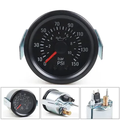 2'' 52mm Mechanical Pointer Oil Pressure Gauge 0-10Bar/0-150Psi + Sensor 1/8NPT • $23.82