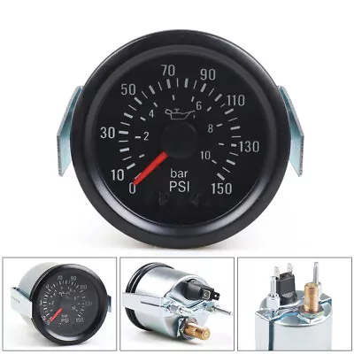 2'' 52mm Mechanical Pointer Oil Pressure Gauge 0-10Bar/0-150Psi W/Sensor 1/8NPT • $14.18