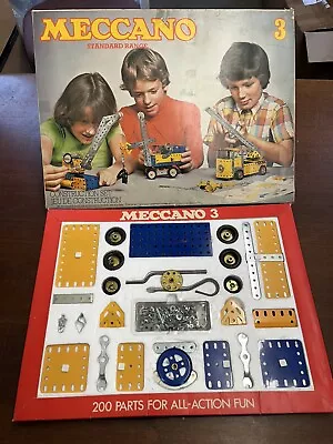 Vintage Meccano Set 3 From 1976 100% Complete In Original Box With Manuals (P) • £57.50