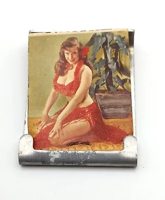 Aluminum Geese Duck Matchbook Holder  With Risque Pinup Girl Matches Rocky Point • $19.95