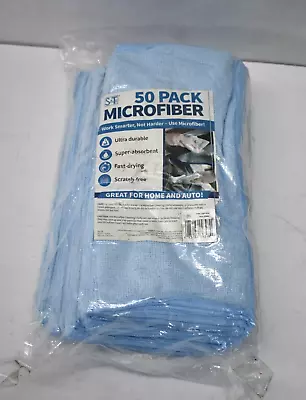 Lot Of 50 S&T Inc Microfiber Cleaning Cloths Lint Free Light Blue Kitchen Auto • $16.98