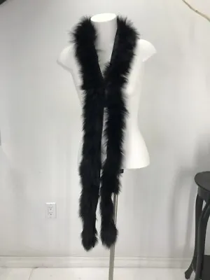 Long Arctic Fox Real Fur Collar / Scarf Boa Black For Winter Coat Jacket 46808 • $14