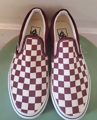 New Classic VANS OFF THE WALL Slip On Checkerboard Crimson Sneakers Wom 6 Men 5 • $35