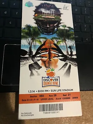 2014 Clemson Tigers Vs Ohio State Buckeyes Discover Orange Bowl Ticket Stub 1/3 • $9.97