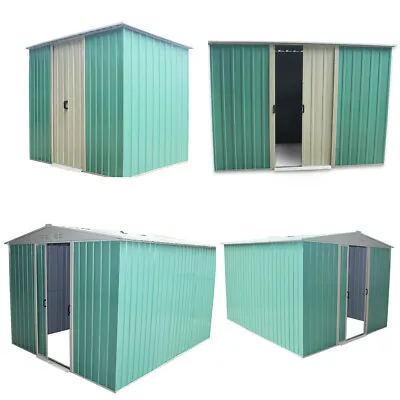 Metal Garden Pent Apex Roof Shed Storage Container Yard 6x4 8x4 8x6 8x8 8x10FT • £149.99
