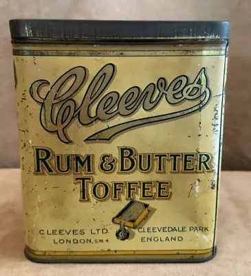 Vintage Cleeves Rum & Butter Toffee Tin England Vintage Ltd. London Candy Can • $32.50