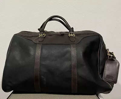 Mulholland Brothers USA Hippo Leather Travel Duffle Bag Black Brown Two Tone • $200