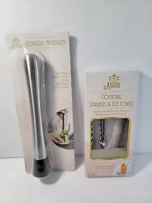 Cocktail 2 Stirrers - 1 Ice Tong - 1 Muddler  Mojito Silver Bartender 4 PCs Set • $7.55