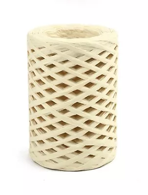 Natural Light Raffia Ribbon 25 Metres On Kraft Card Bobbin • £4.50